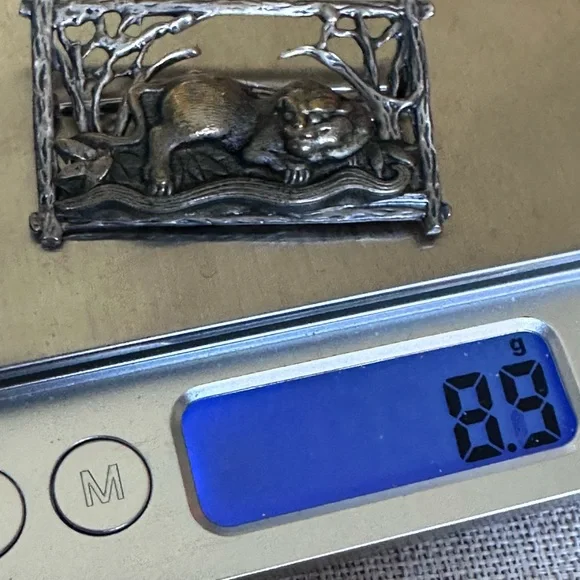 Vintage Michelle Sterling Silver Lion & Lioness Jungle Scene Brooch 9.0g - Picture 2 of 7